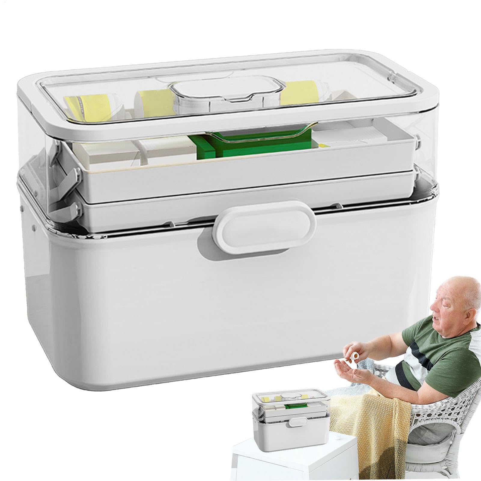 Caja de medicamentos y recipientes de manualidades de 3 niveles para mujeres