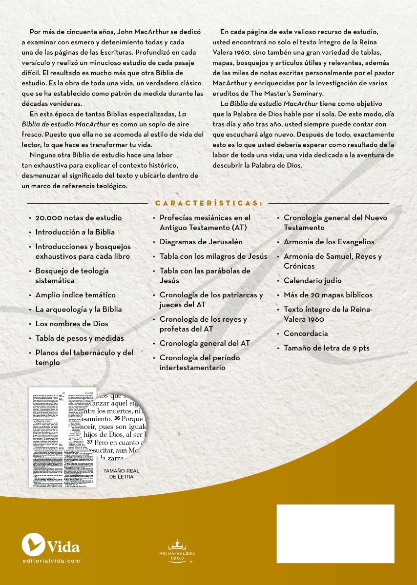 Biblia de Estudio MacArthur-Rvr 1960: Reina Valera Revisada, Piel Elaborada / Bonded Leather