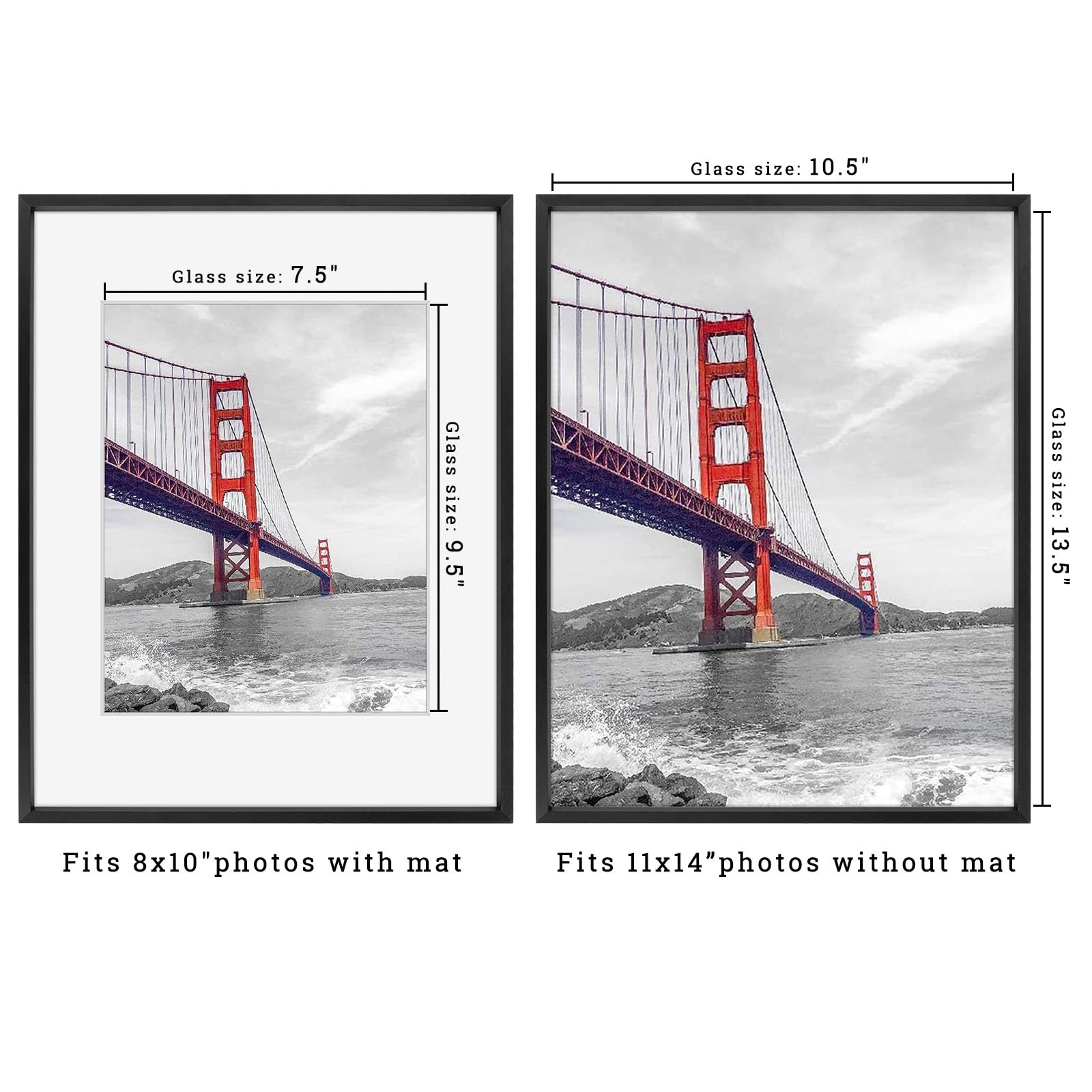 Frametory, 11x14 Picture Frame Display 8x10 or 11x14 Without Mat for Wall Mounting Aluminum Photo Frame (Black, Pack of 1) - Image 2
