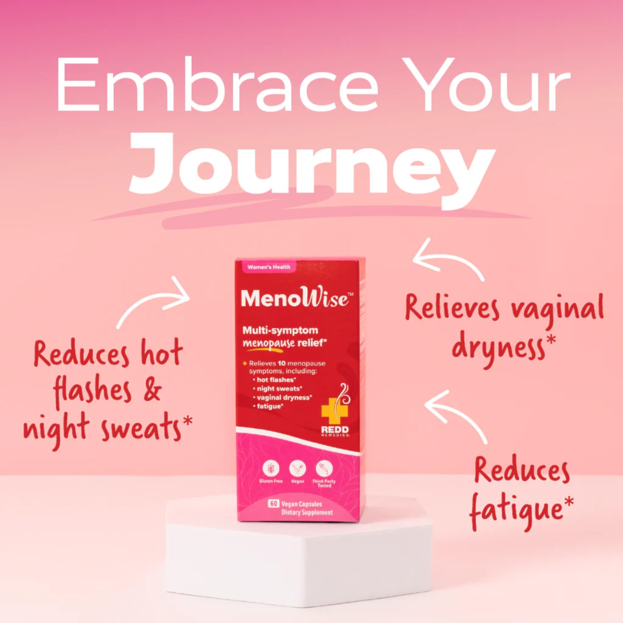 Redd Remedies, MenoWise, Relieves Symptoms, Including Hot Flashes, Night Sweats, Vaginal Dryness, and More, 60 Vegan Capsules