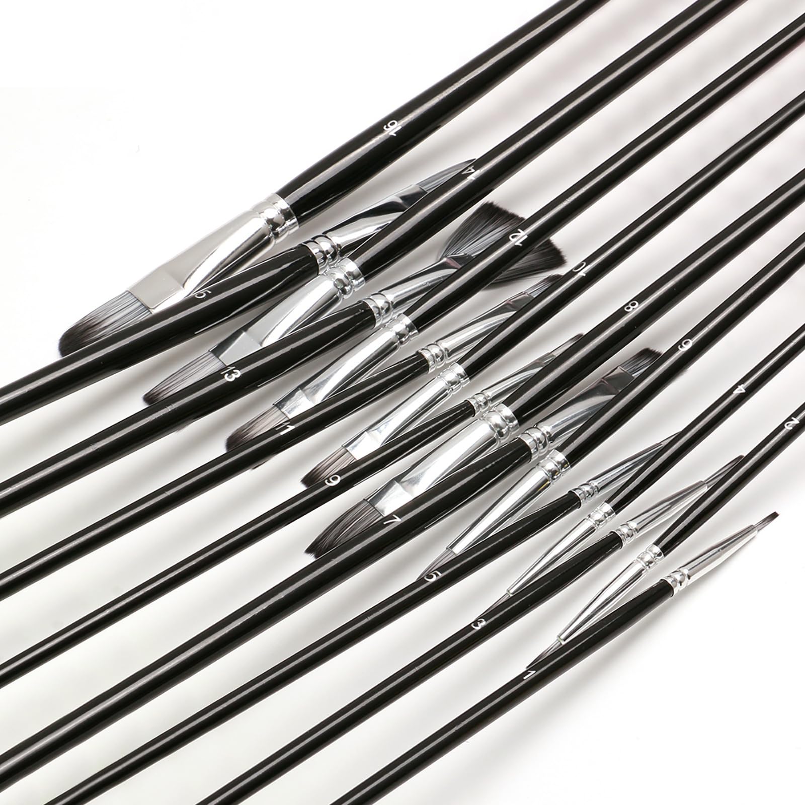 Lot de 16 pinceaux Professionnels à Poils Souples de Formes Assorties, pinceaux Polyvalents pour Artistes, pinceaux de Peinture Acrylique de qualité supérieure pour Adultes