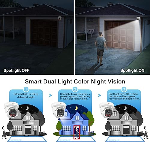 Miniatura 3 de Anpviz Cámara IP PoE de 4 MP, cámara IP de seguridad de torreta para exteriores e interiores, detección de movimiento humano AI, visión nocturna
