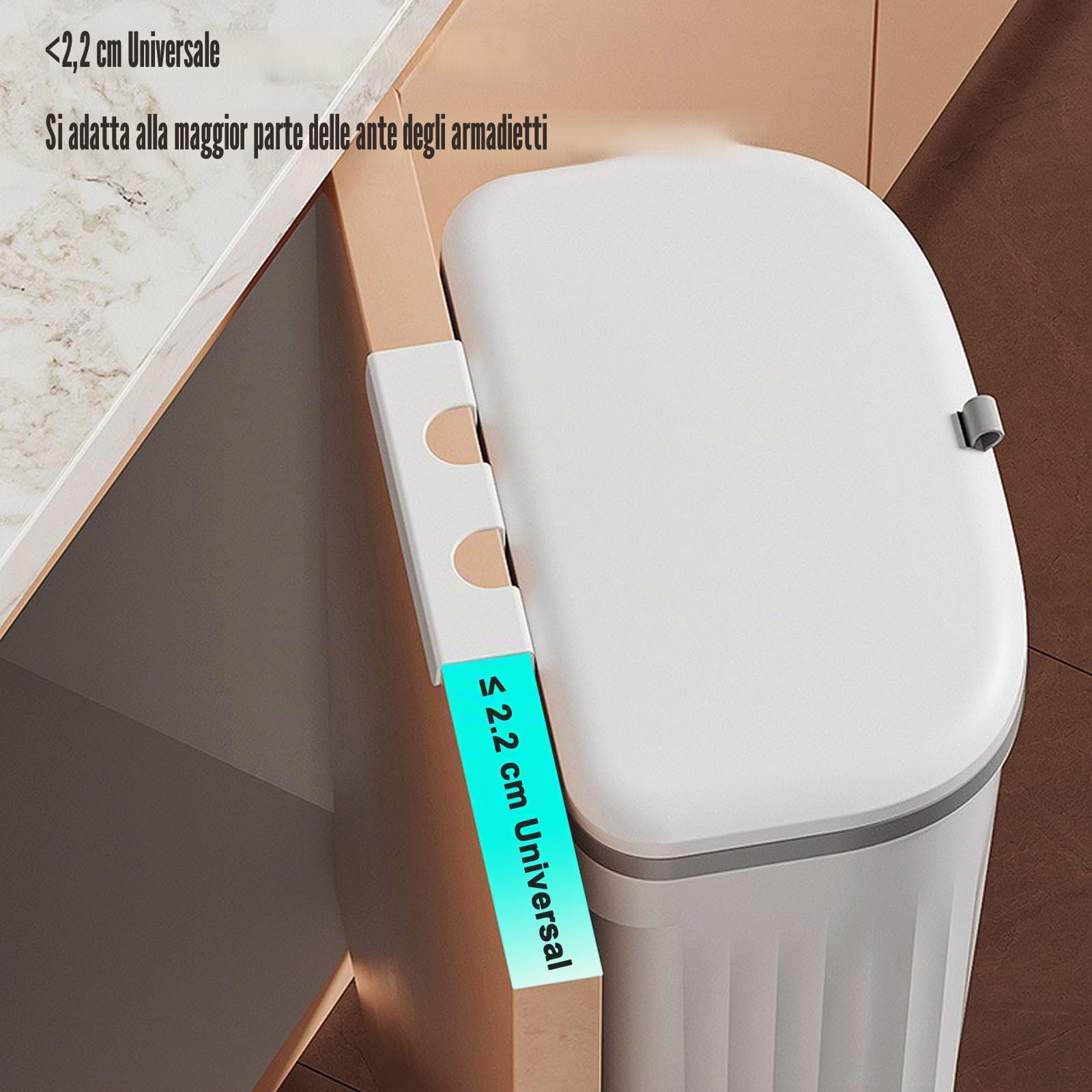 Pattumiera Cucina da Appendere, Pieghevole Secchio Spazzatura Sottolavello8,5L con Coperchio, Pattumiera Estraibile Sottolavello, Compostiera Sospesa per Cucina, Bagno, Campeggio, Auto, Ufficio(Bianco