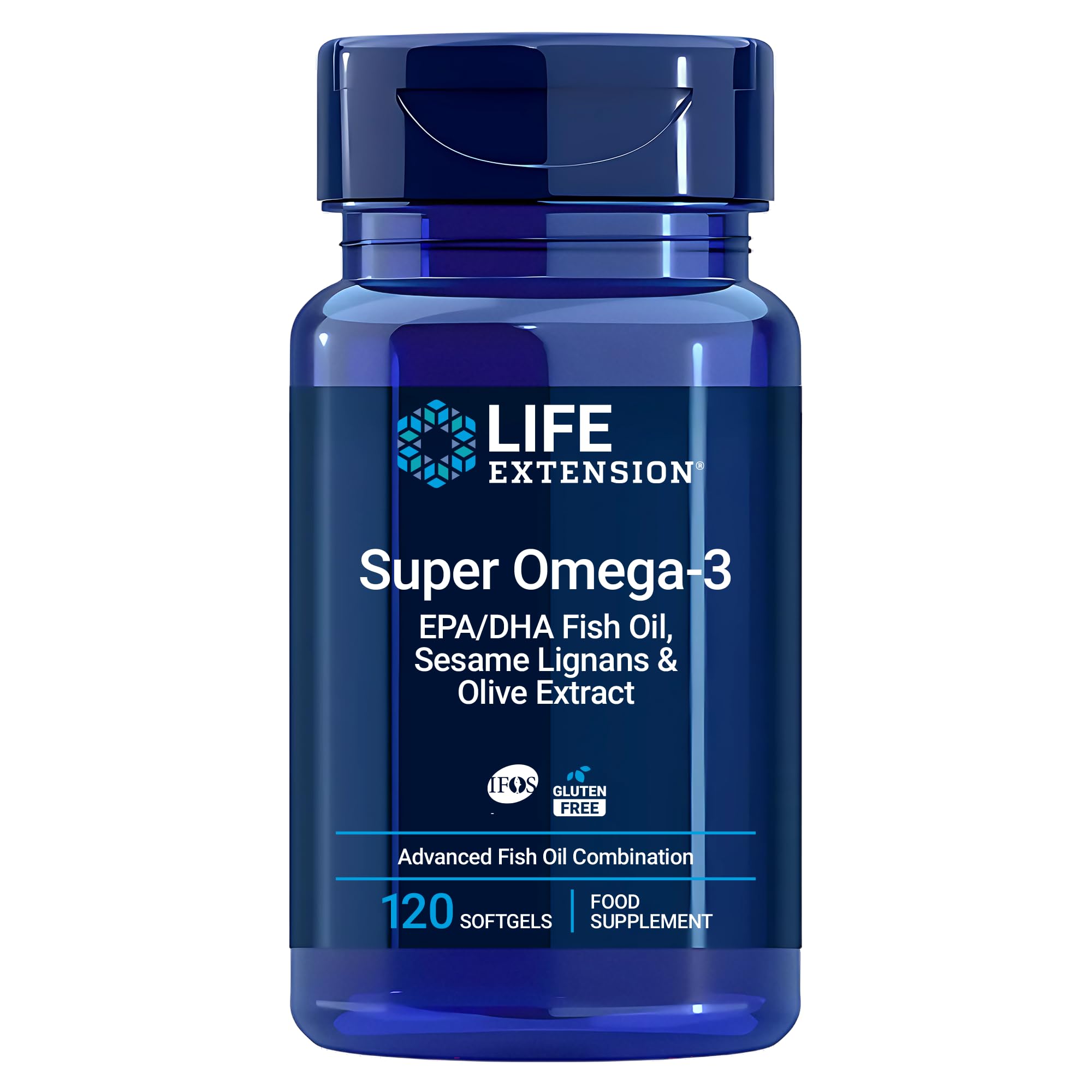 Life Extension - Super Omega-3 EPA/DHA 120 Kapseln - Sesam-Lignane, Olivenextrakt - Hochdosiertes Omega-3 für Herz- & Gehirngesundheit