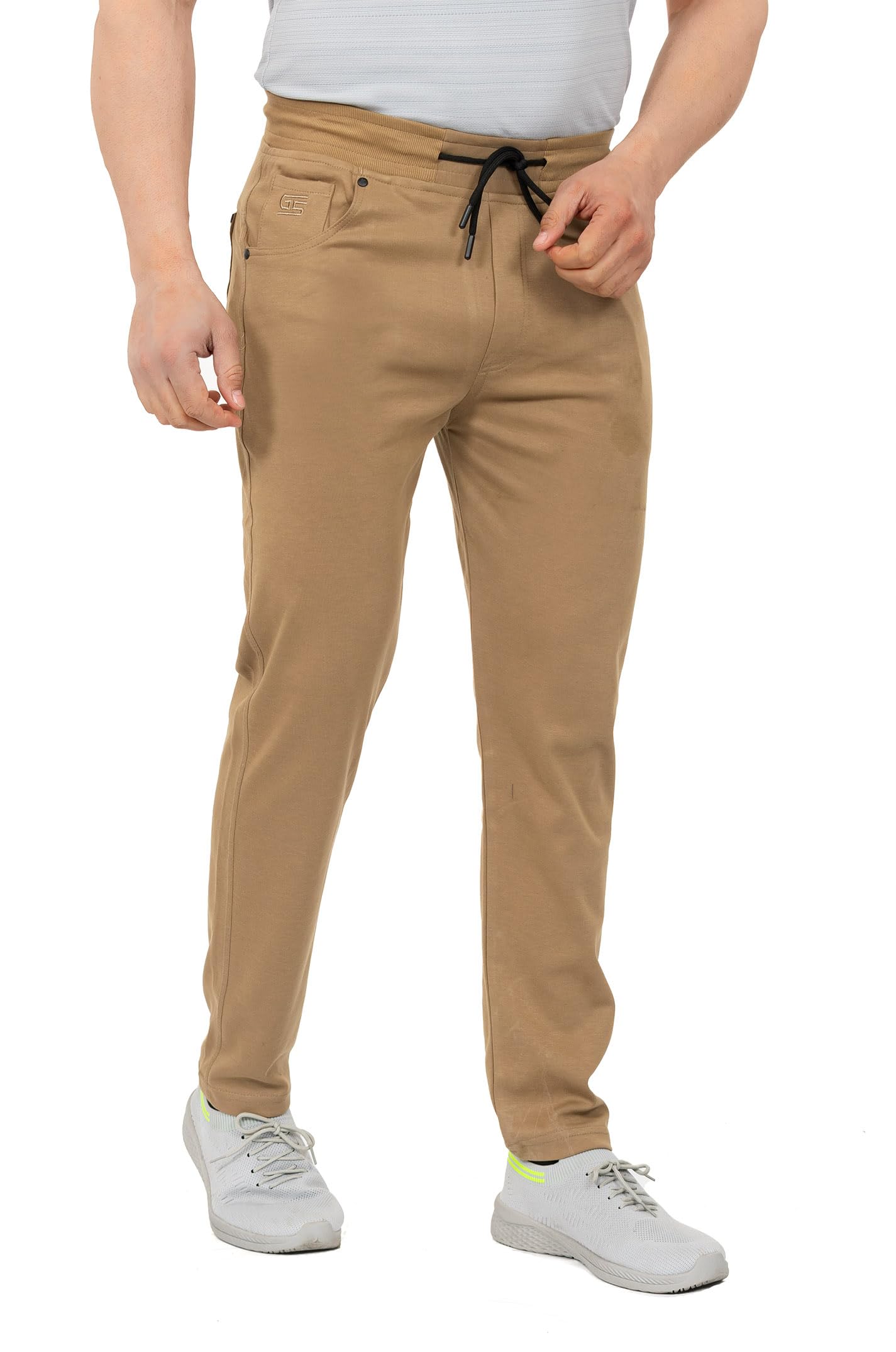 GEE 5 Regular Fit Elastic Waistband with Button Closure Cotton Blend Straight Trackpant for Men's (C461CAMEL) 2