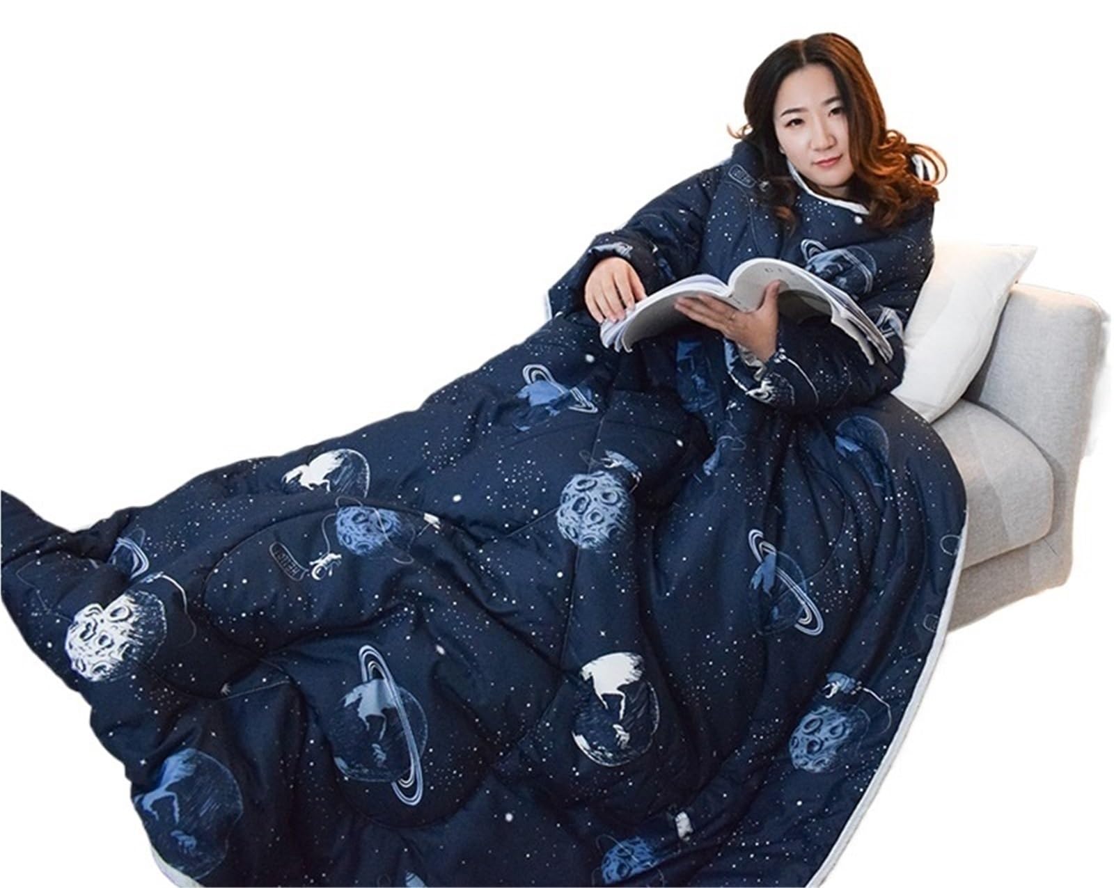 THUCHENYUC Lazy Quilt With Sleeves, Winter Lazy Bed Couch Quilt Winter Warm Thickened Soft Wearable Quilt Walking Blanket For Office Sleeping Reading(Style 5,59.1 * 78.7in)