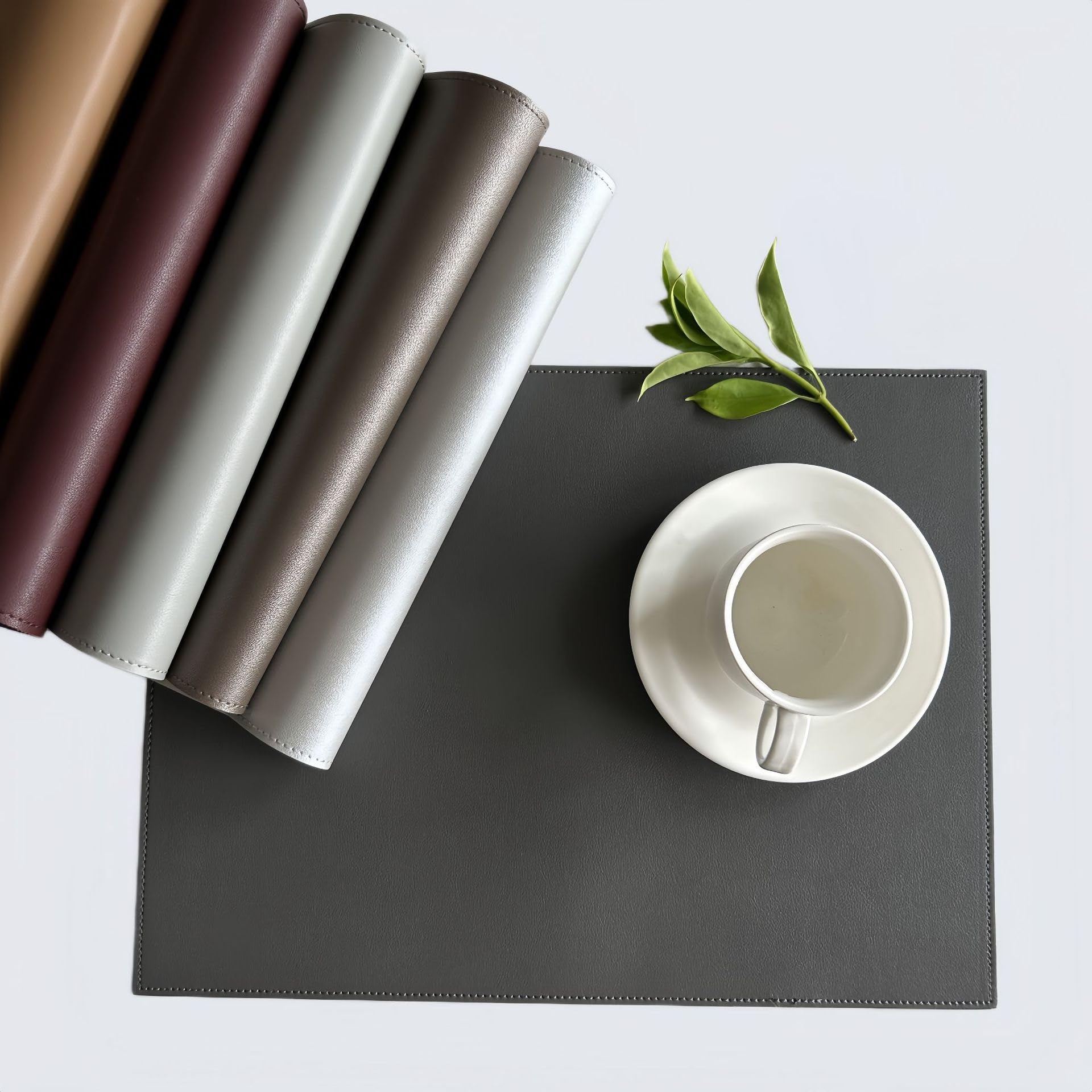 Decorazioni per la tavola, tovagliette, Set di 4 tovagliette da Cucina, in Similpelle PU, Resistenti al Calore, Lavabili, Antiscivolo e Impermeabili.