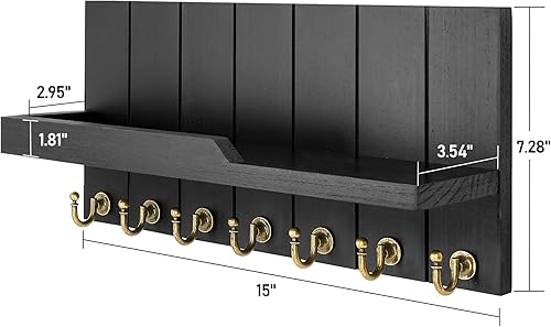 Miniatura 7 de Rebee Vision Juego de llaves para pared 15 pulgadas con 7 ganchos para llaves y organizador de correo de 16 pulgadas con pizarra y 4 ganchos de