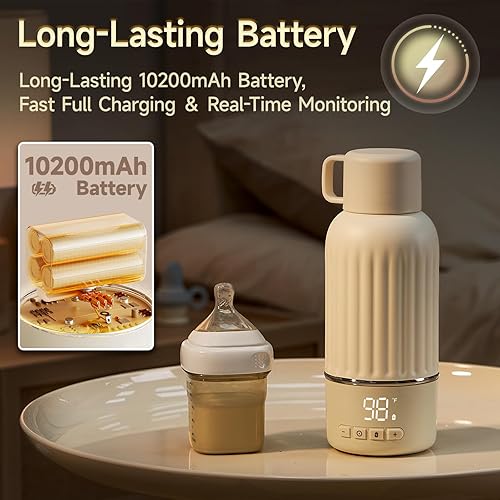 Miniatura 5 de Snow Bear Calentador de biberones portátil para viajes, calentamiento rápido en 2.5 minutos para leche materna y fórmula, batería de 10200 mAh con