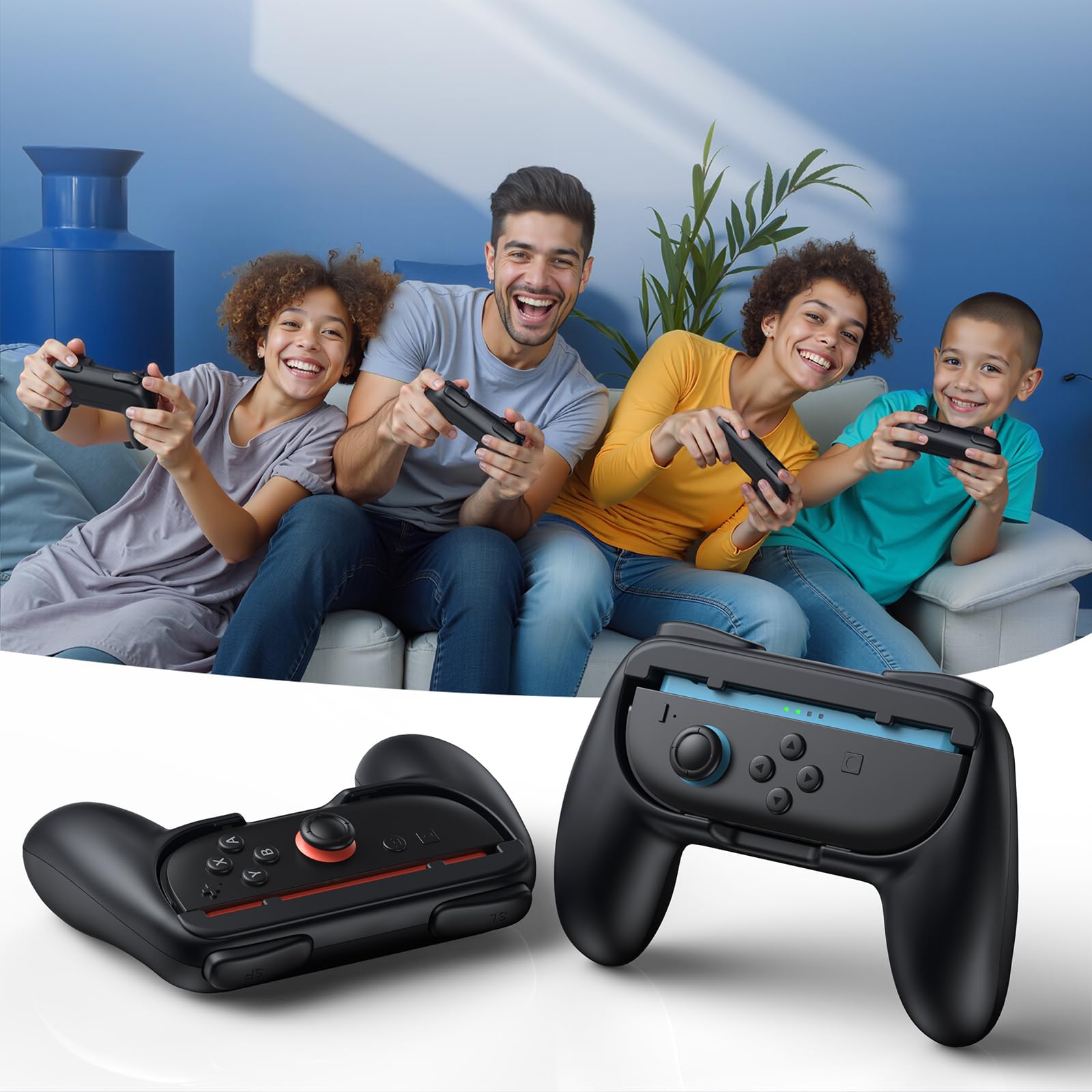 FASTSNAIL Grips for Nintendo Switch 2 (2025) for Joy-Con 2, Wear-Resistant & Anti-Slip Controllers Grips Handle Kit, Switch Holder Accessories for NS2 Controller, 2 Pack(Black) — view 7