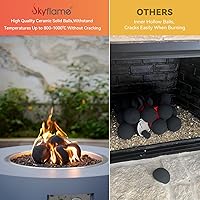 Vista 3 de Skyflame Bolas de chimenea de 2" para chimenea de gas, juego de 25 bolas redondas de cerámica para fogatas/chimeneas de interior/exterior, accesorio