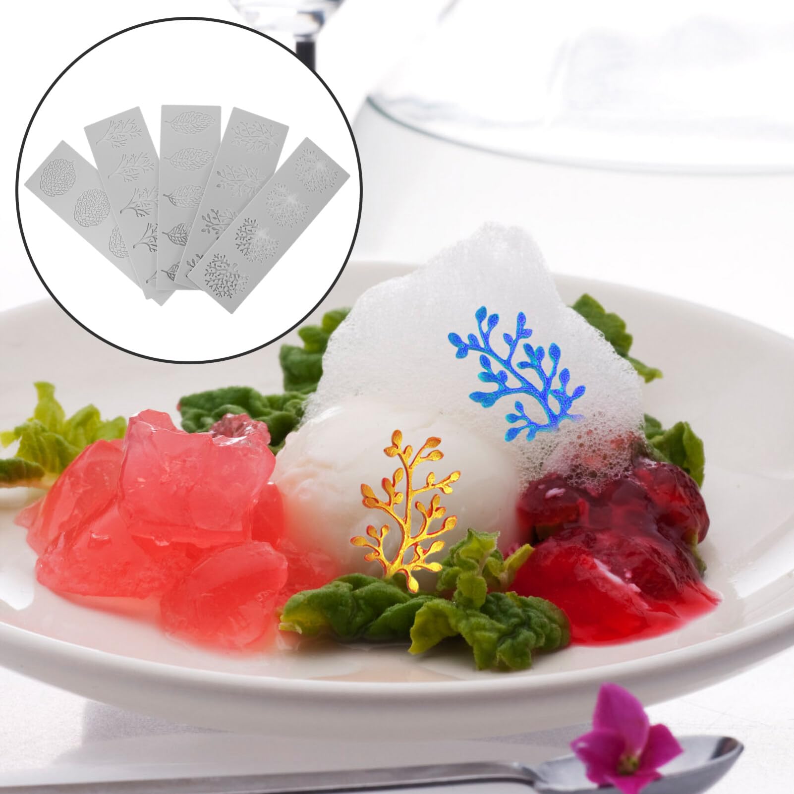Moule à Fondant en Silicone Feuille 5 Pièces pour Décoration