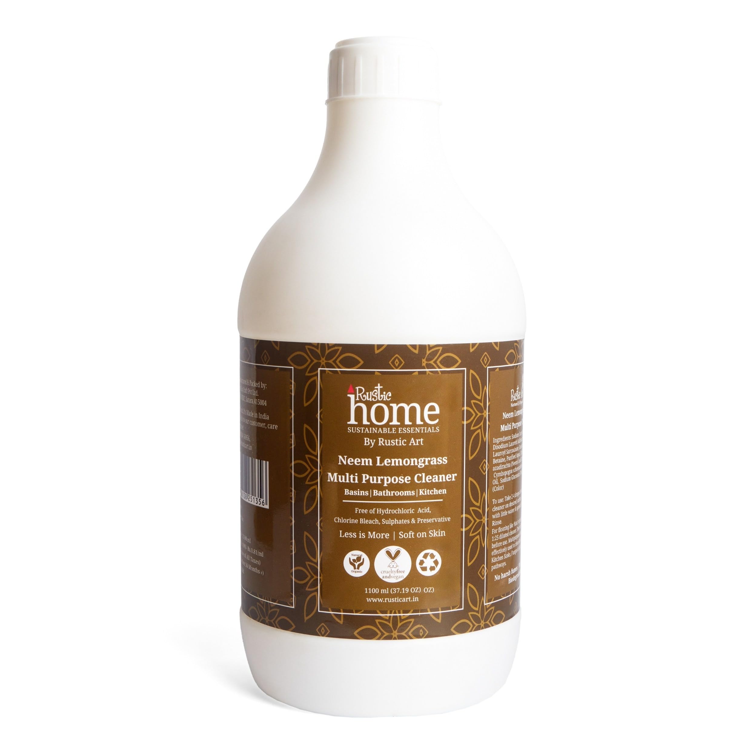 Rustic Home Neem Lemongrass Multipurpose Cleaner | Natural, Plant Based | Surface, Glass, Sinks, Bathroom floor | Kids & Pet Safe | 1100g-image-46
