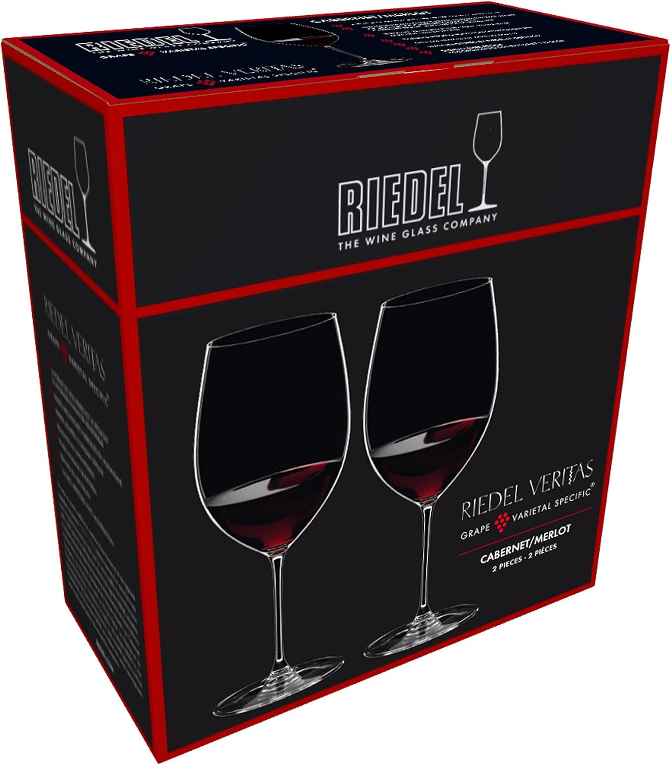 Riedel Personalized Veritas Cabernet/Merlot Wine Glasses, Set of 2 Custom Engraved 22.046 Crystal Wine Glasses for Bordeaux, Cabernet, St. Emilion, Gift for Wine Lovers