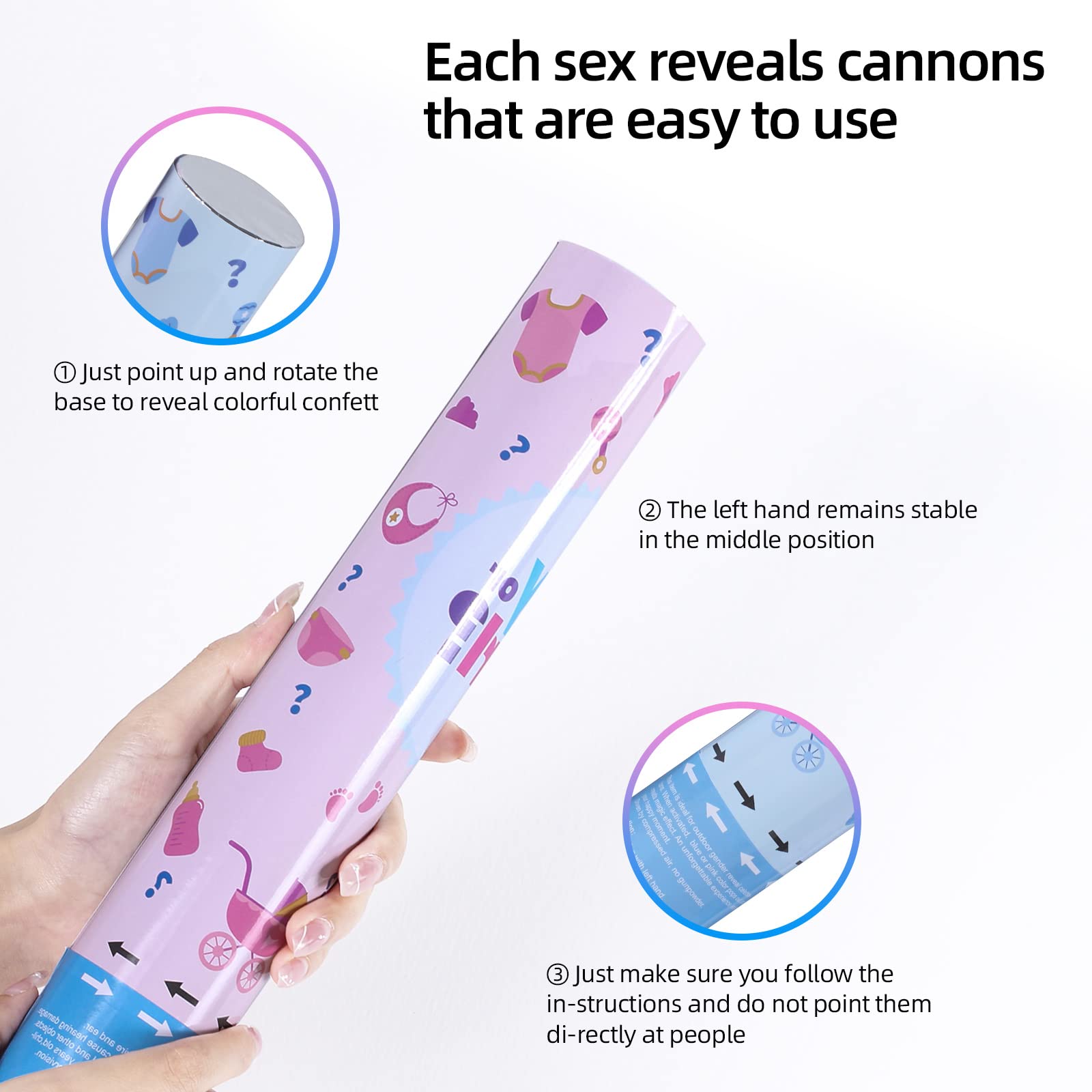 FLG Gender Reveal Konfetti-Kanone - 2er Set In Rosa, Mit Bio-abbaubarem Konfetti & Rauchpulver - Perfekt Für Baby-Partys