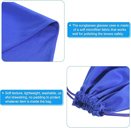 Miniatura 3 de PATIKIL Bolsa de gafas de esquí de microfibra para gafas de nieve, funda de almacenamiento suave, bolsa con cordón Azul