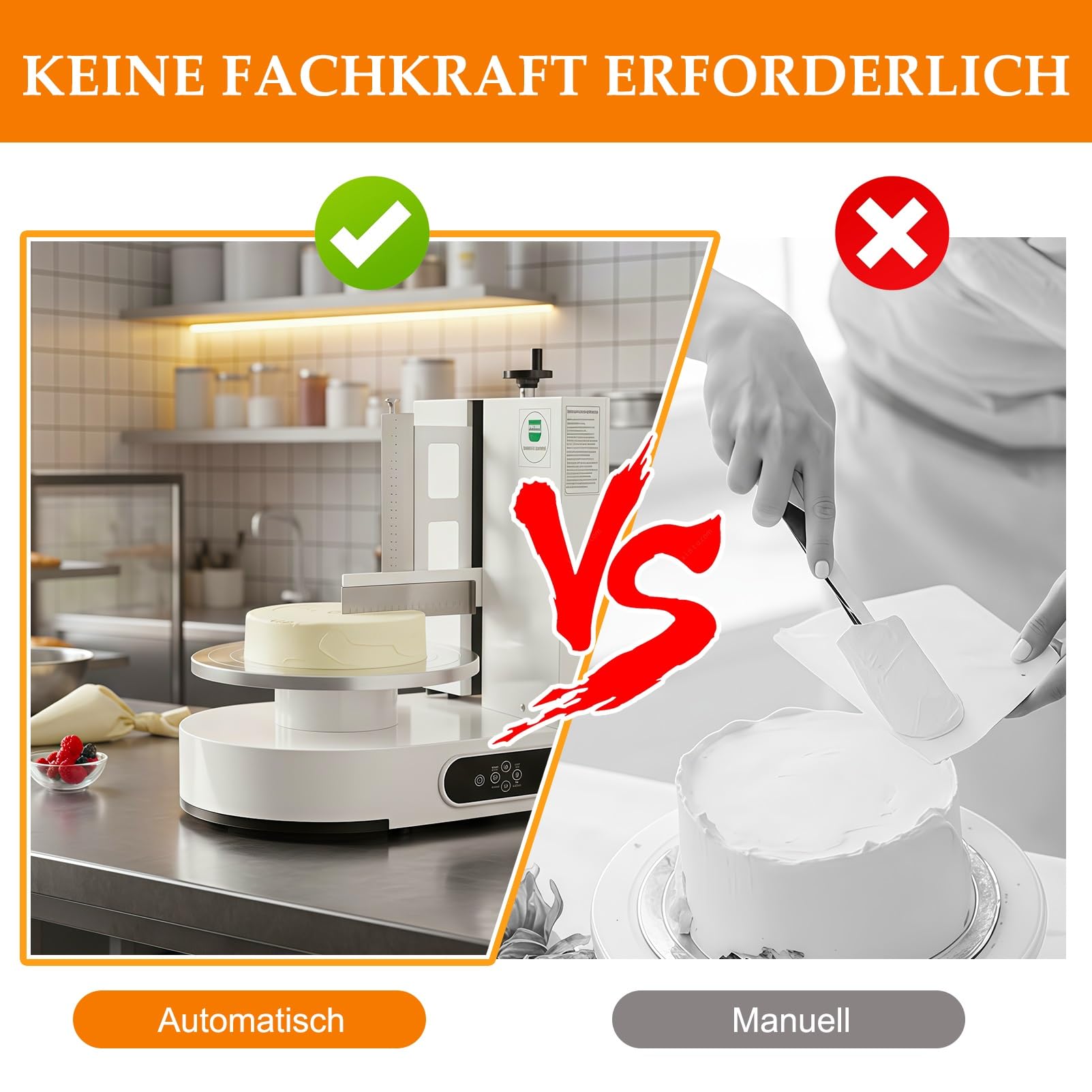 Automatische Kuchencreme-Maschine, Torten Glättungsmaschine, Cake Decorating Machine Zum Verteilen von Kuchencreme, Bestreichen und Einfetten von Kuchen mit Zuckerguss für 10 bis 30 cm Kuchen