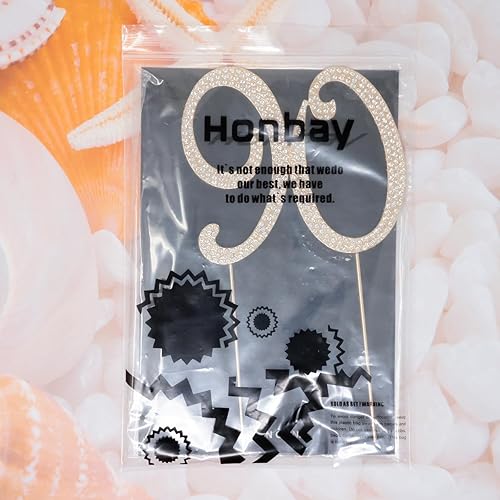 Miniatura 8 de Honbay Decoración para pastel de 90 cumpleaños con diamantes de imitación de aleación brillante para decoración de pastel de cumpleaños 90 o fiesta