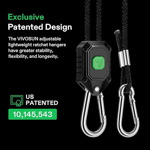 Miniatura 4 de VIVOSUN 6 pares de colgadores de luz de crecimiento ajustables de 18 pulgadas, colgador de cuerda resistente con engranajes de metal reforzado,