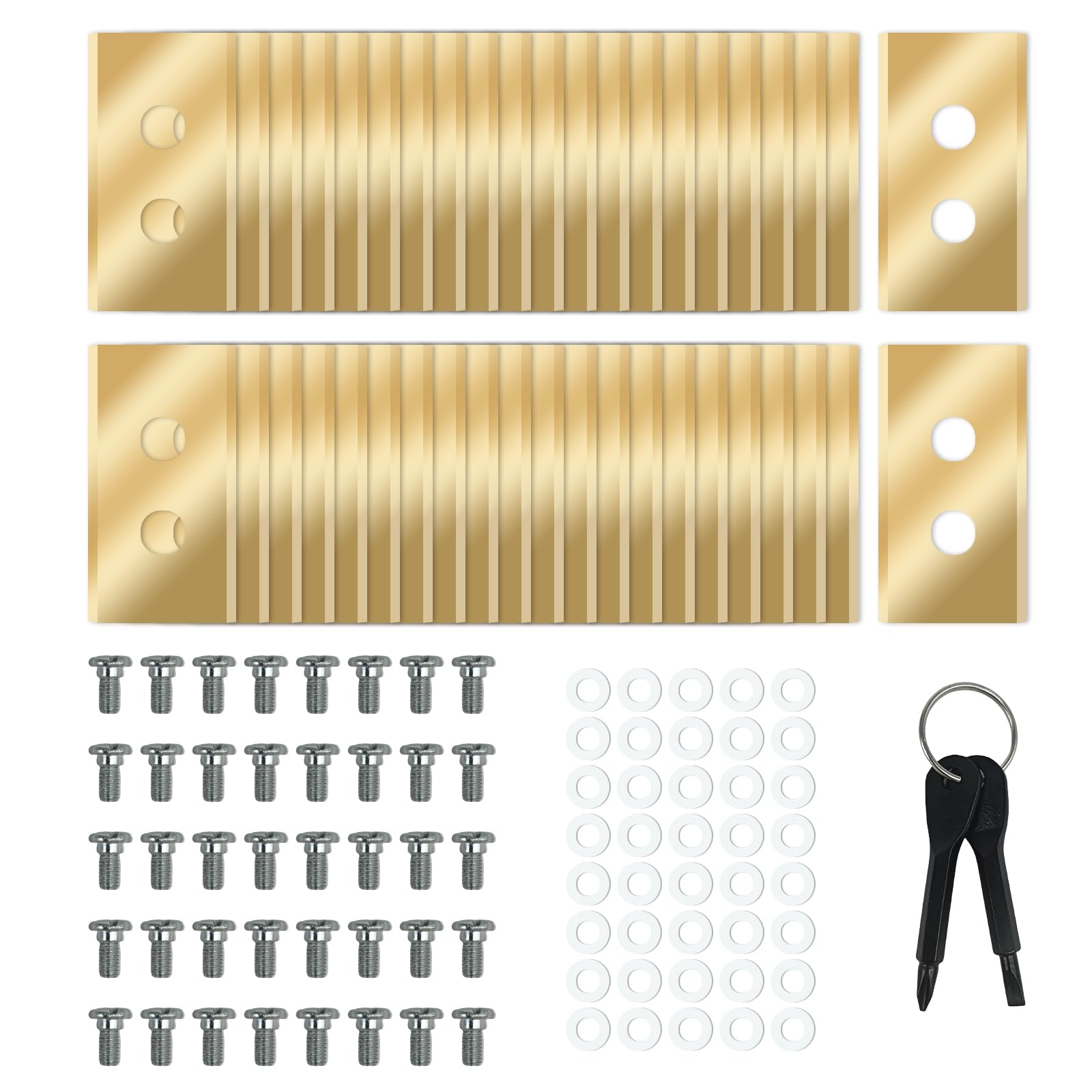 40Pcs Replacement Blades Compatible for Mammotion Luba & Yuka All Series, Robust Titanium Replacement Robotic Lawnmower Blades, with Plastic Washers and Screwdrivers