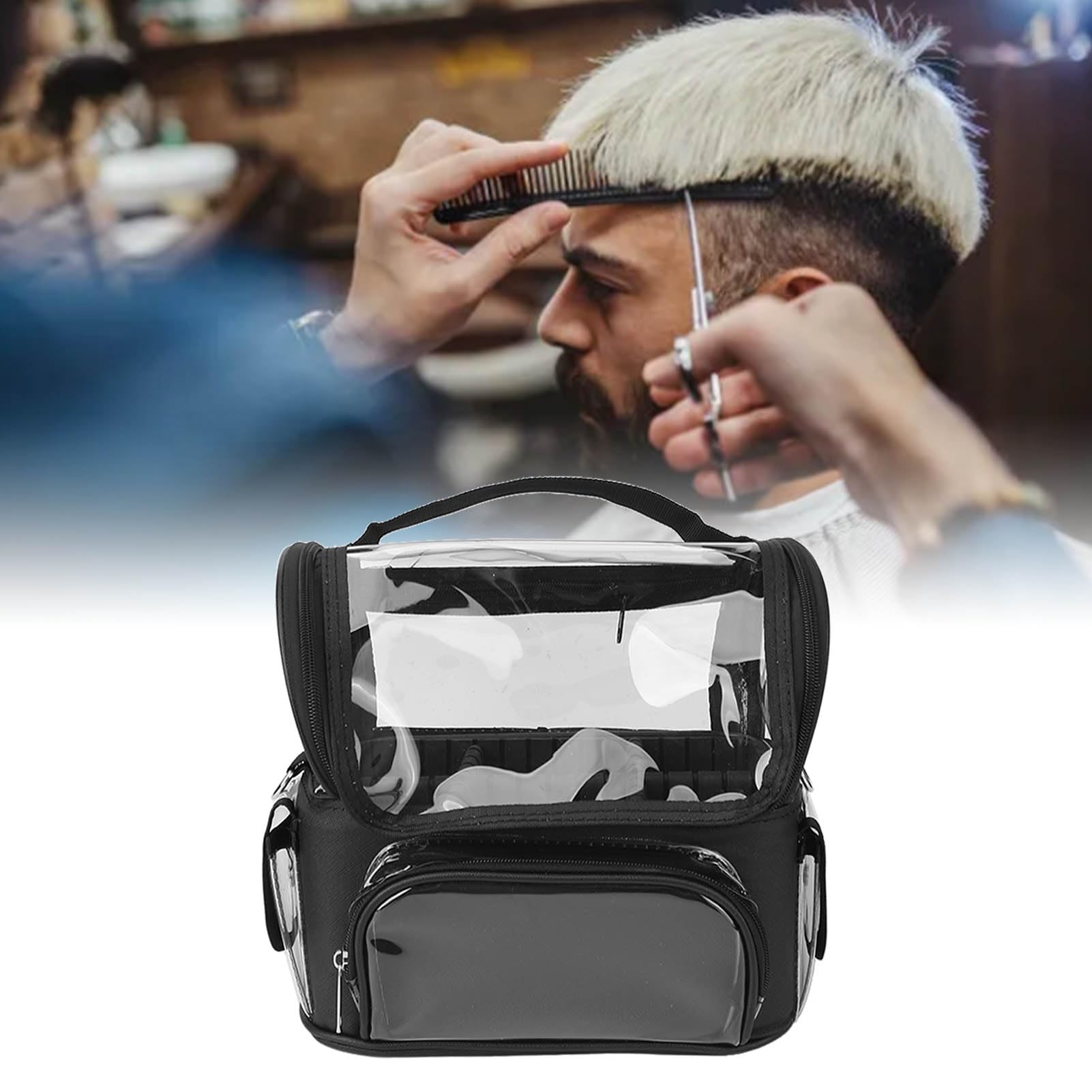 Hairdresser Bag, Large Capacity Hair Stylist Scissor Storage Bag Portable Barber Travel Bag with Strap for Barber Shop Salon