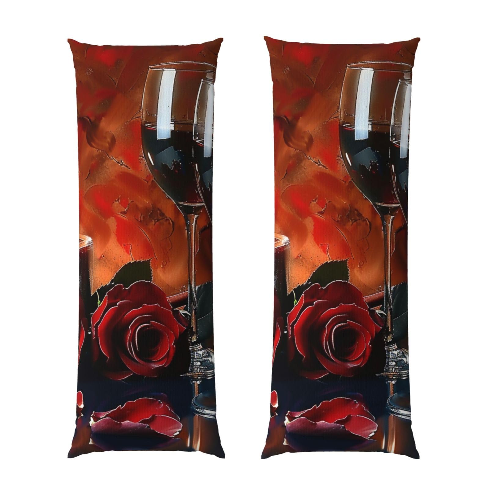 Body Pillow Cover 20x54 Inch, Red Wine Rose and Candle Print Long Lumbar Pillow Case with Zipper Long Body Pillowcase Decorative for Bed Sofa Bedroom