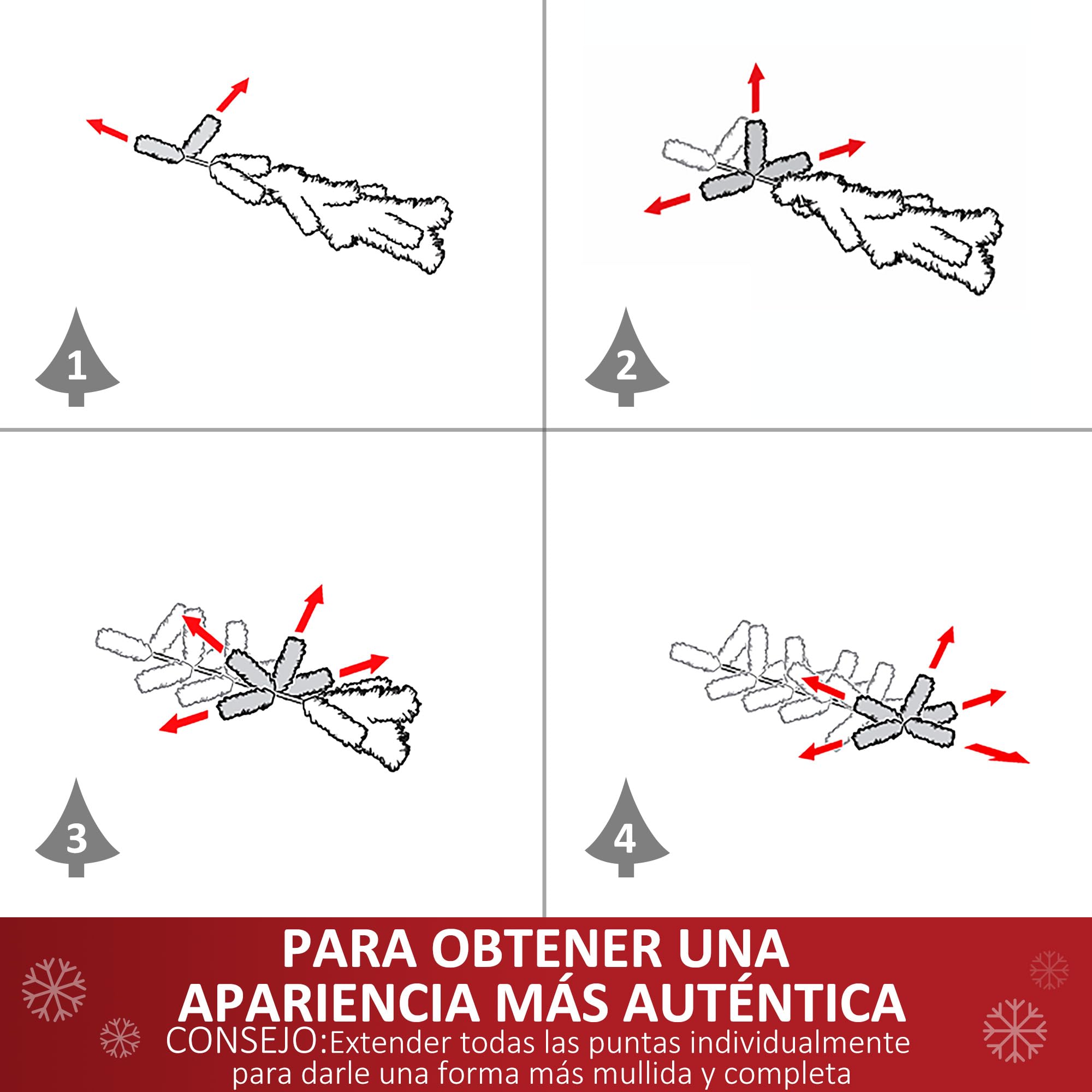 HOMCOM Árbol de Navidad con Luces LED Árbol Artificial Ø112x180 cm Verde | 180 cm, 745 Ramas, Bolas Adornos, Soporte de Metal