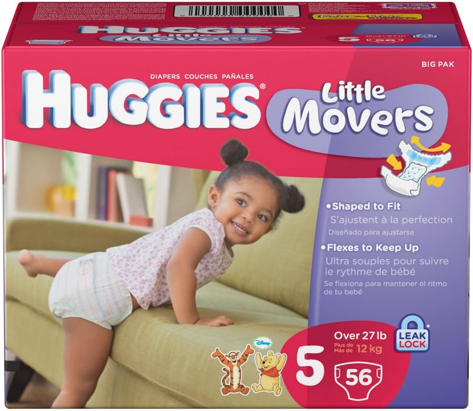 Huggies Little Movers Diapers, Size 5, 56 Count