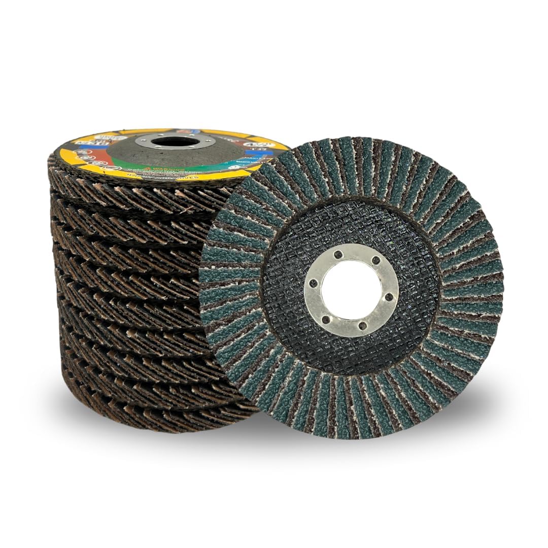 WA 10 Pack 4-1/2" Flap Discs - 36 Grit Zirconia & Aluminum Oxide Grinding Wheels For Angle Grinders, Type 27