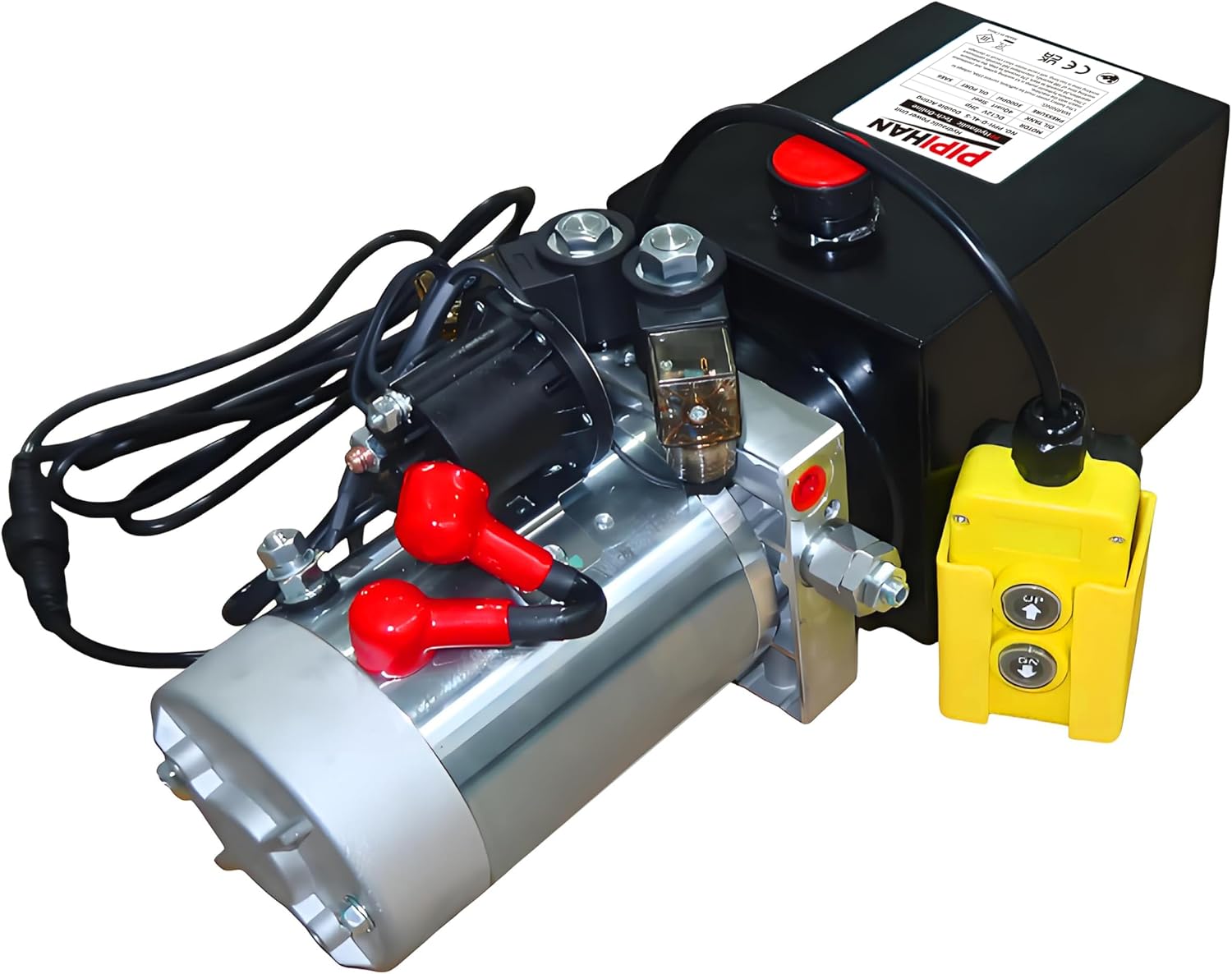 Double Acting Hydraulic Pump 6 Quart Hydraulic Power Units 12V DC Hydraulic Pump SAE#6 Connector for Dump Trailer Car Lifting