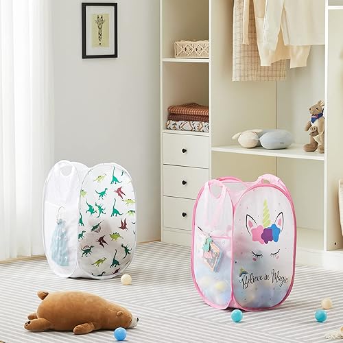 Cesta de lavandería desplegable de malla con asas duraderas, canastas plegables portátiles para dormitorio, baño y viajes