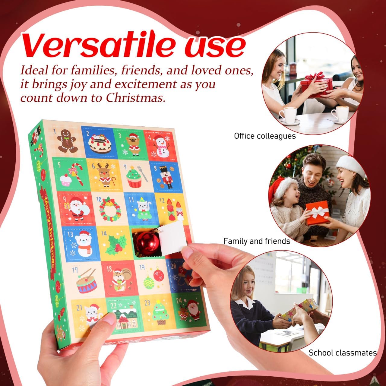 Cabilock 10PCS Christmas Empty Advent Calendar, 24 Days DIY Advent Countdown Boxes, Christmas Cardboard Number Boxes, Countdown Calendar for Xmas Holiday Decor