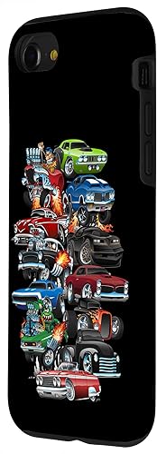 Vista 44 de Funda para iPhone 13 Hotrods, autos clásicos, coches musculosos y carros de carreras
