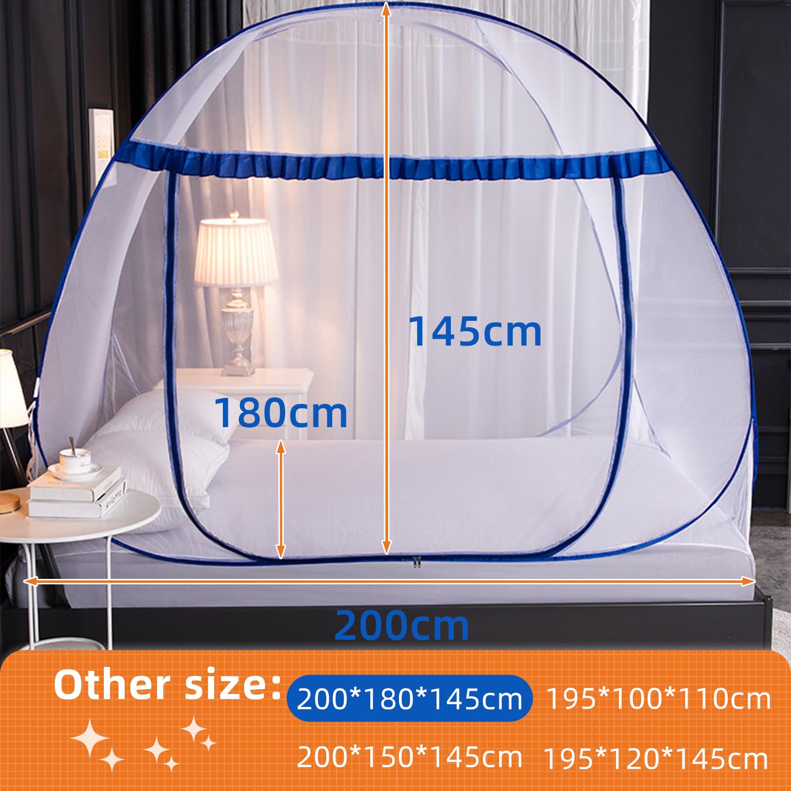 Mosquito Net,Portable Travel Mosquito Nets,Pop Up Mosquito Net,Foldable Double Door Mosquito Curtain with Bottom for Baby Adults,Camping Tent,Ultralight - Image 2