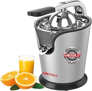 EMERALD - Premium Electric Citrus Juicer - Aluminum Handle, Stainless Steel Body & Filter, 160W Powerful Motor, Dual Cones for Orange & Lemon. U.A.E Version.