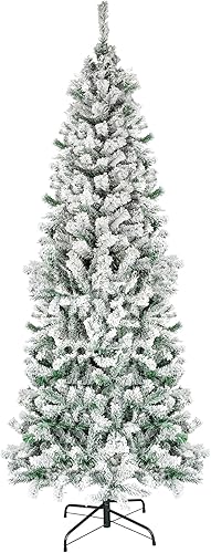 Árbol de Navidad de 6 pies con forma de lápiz, árbol de Navidad artificial de esquina delgada sin iluminación con 502 puntas de rama, soporte