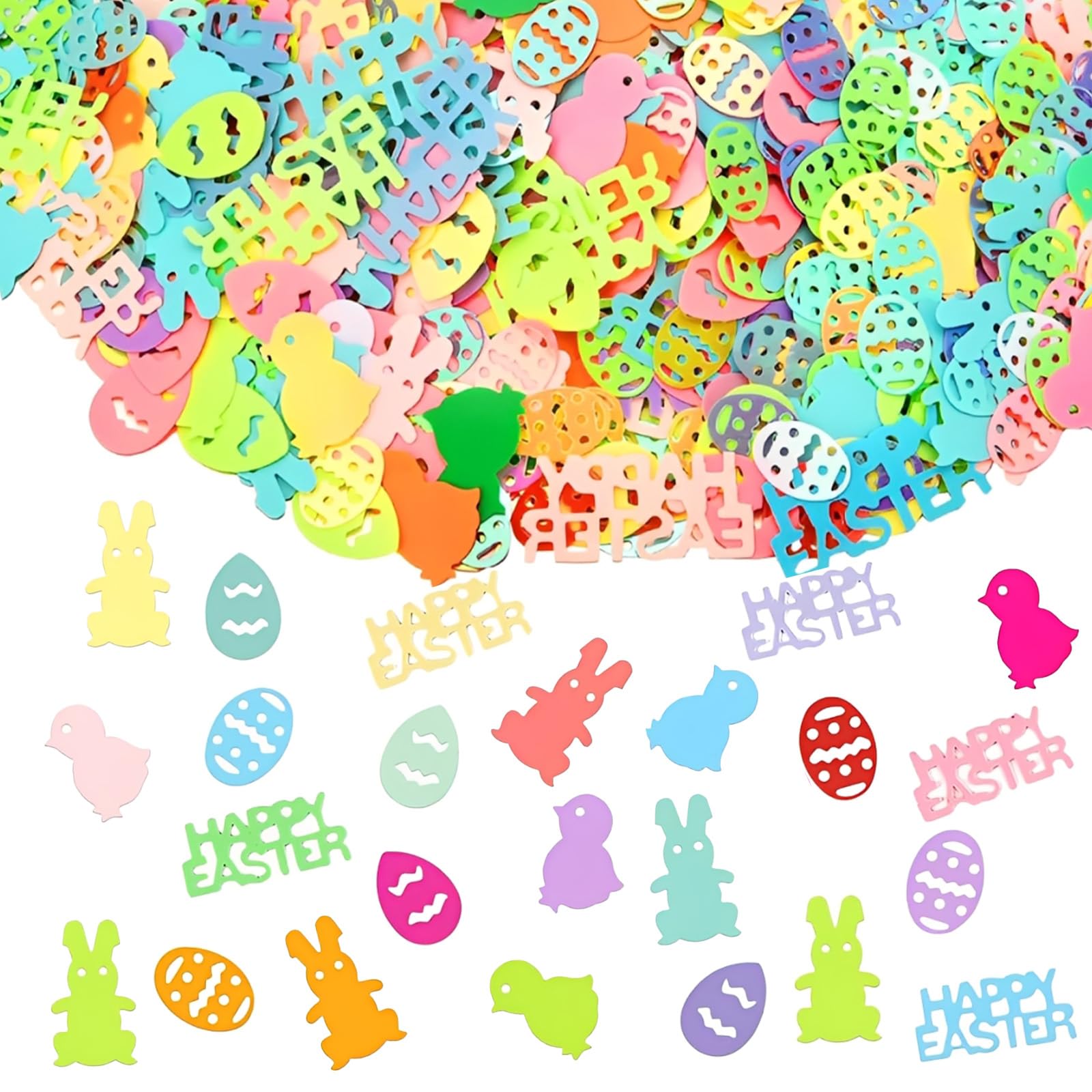 30g Easter Confetti Glitter,Colorful Sequins Bunny,Chick,Egg HappyEaster Shapes Metallic Foil Table Scatters Confetti Bulk for Easter Table Decorations,DIY Craft Birthday Spring Party Supplies