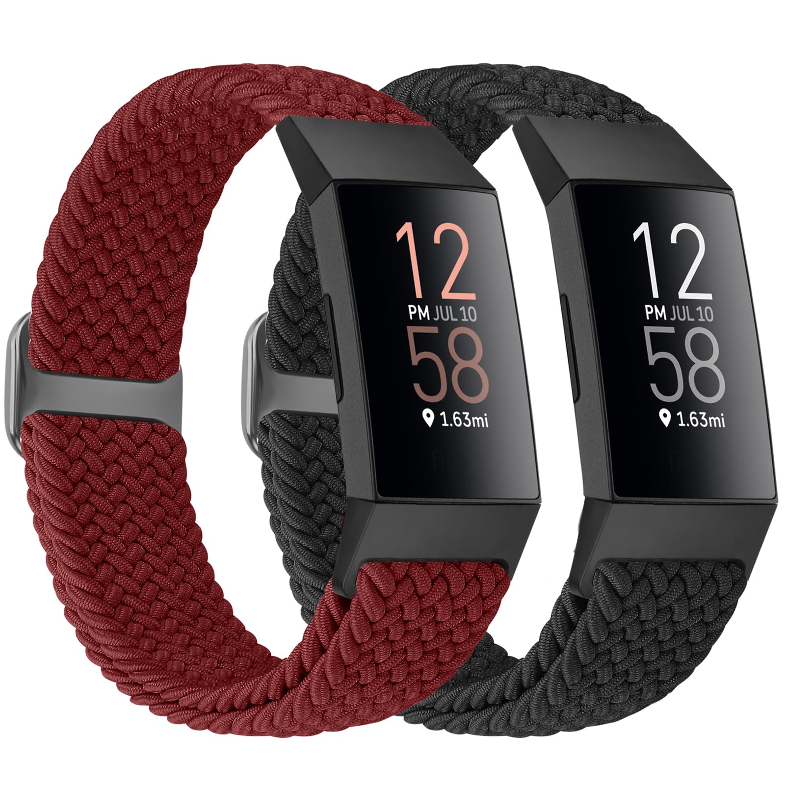 Bcuckood Braided Watch Straps Compatible with Fitbit Charge 4/Charge 3/Charge 3 SE for Women Men Adjustable Stretchy Nylon Solo Loop Woven Replacement Wristbands for Fitbit Charge 4/Charge 3