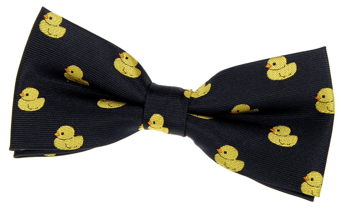 Retreez Classic Rubber Duck Woven Pre-tied Bow Tie (4.5") - Black