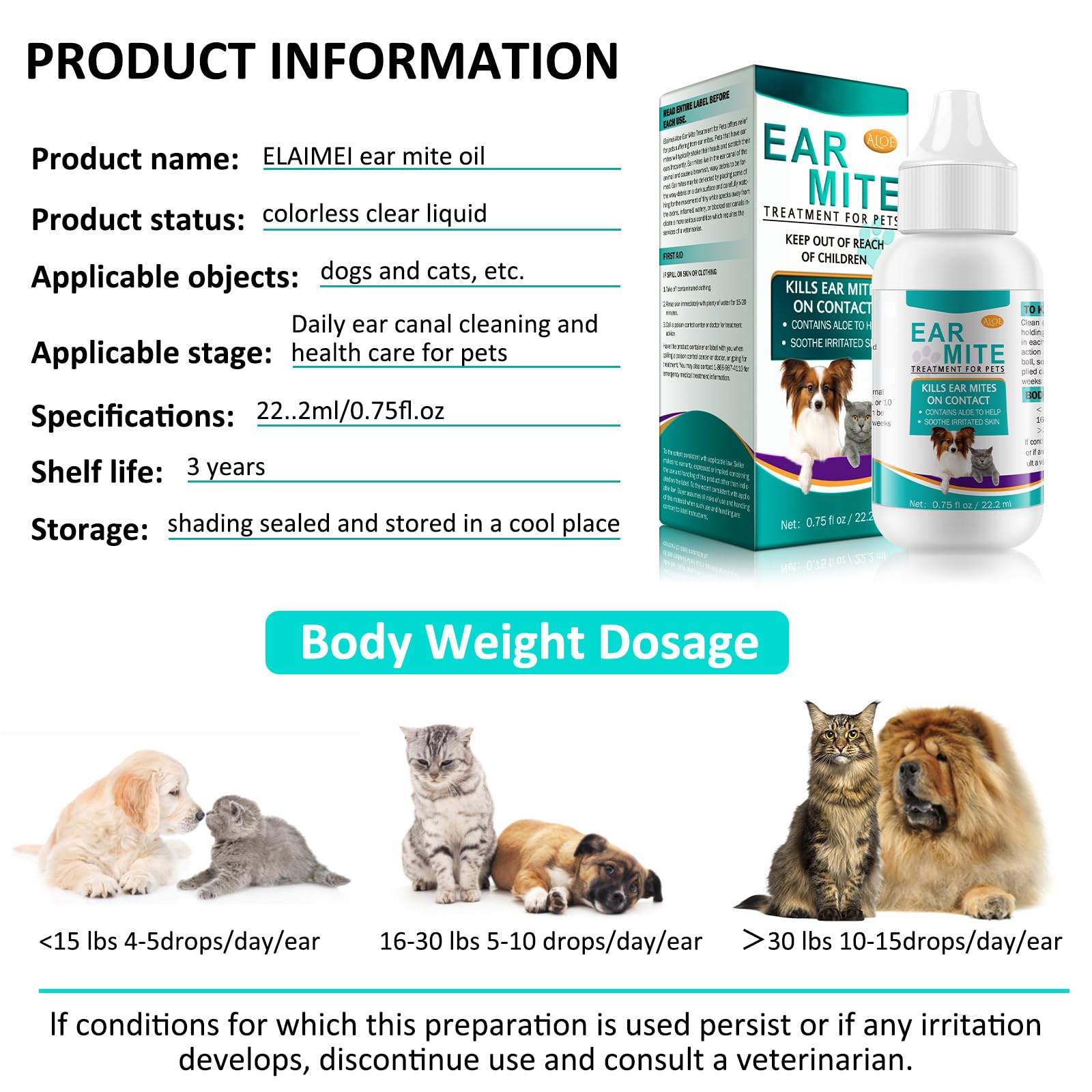 SDJUFEI 2 Pack Ear Mites Clean for Dogs & Cat, with Aloe Vera, Cat Ear Mite Treatment Cleaner on Contact & Soothes Itching, Vet-Recommended Formula for Pets Ear Cleaning, Fast-Acting - image 2