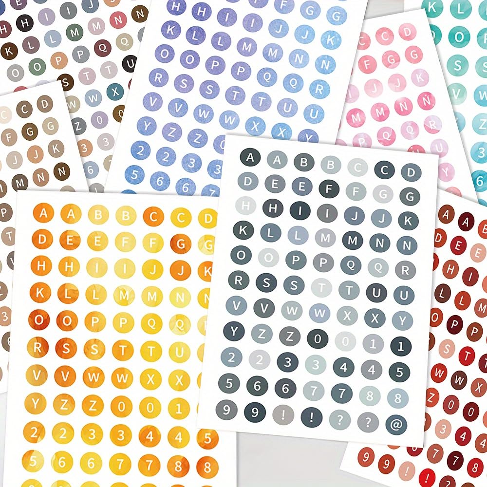 8 Sheets Number Letter Label Base Stickers Scrapbook Material Collage Ipad Desktop Decoration Stickers-image-30