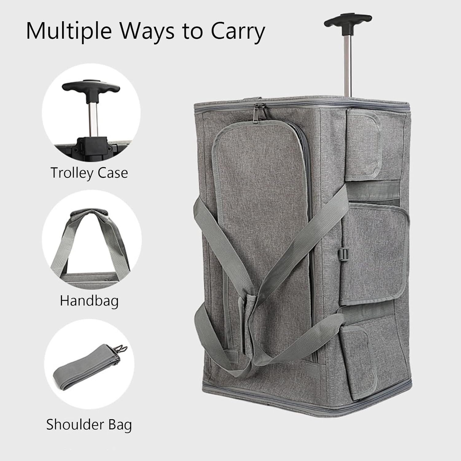 Transportín Rodante Desmontable para Perros y Gatos hasta 9kg, Mascotero Plegable de Lado Blando para Viaje, Jaula Plegable para Mascotas Pequeñas con Ruedas Ex, Black