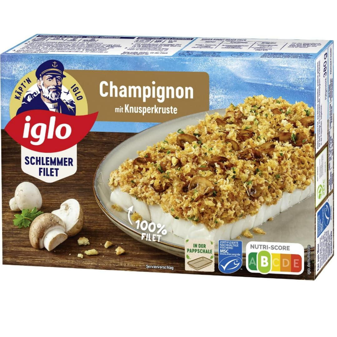 Iglo Schlemmer Filet Champignon Fisch Filet 380 Gramm, 4 Er