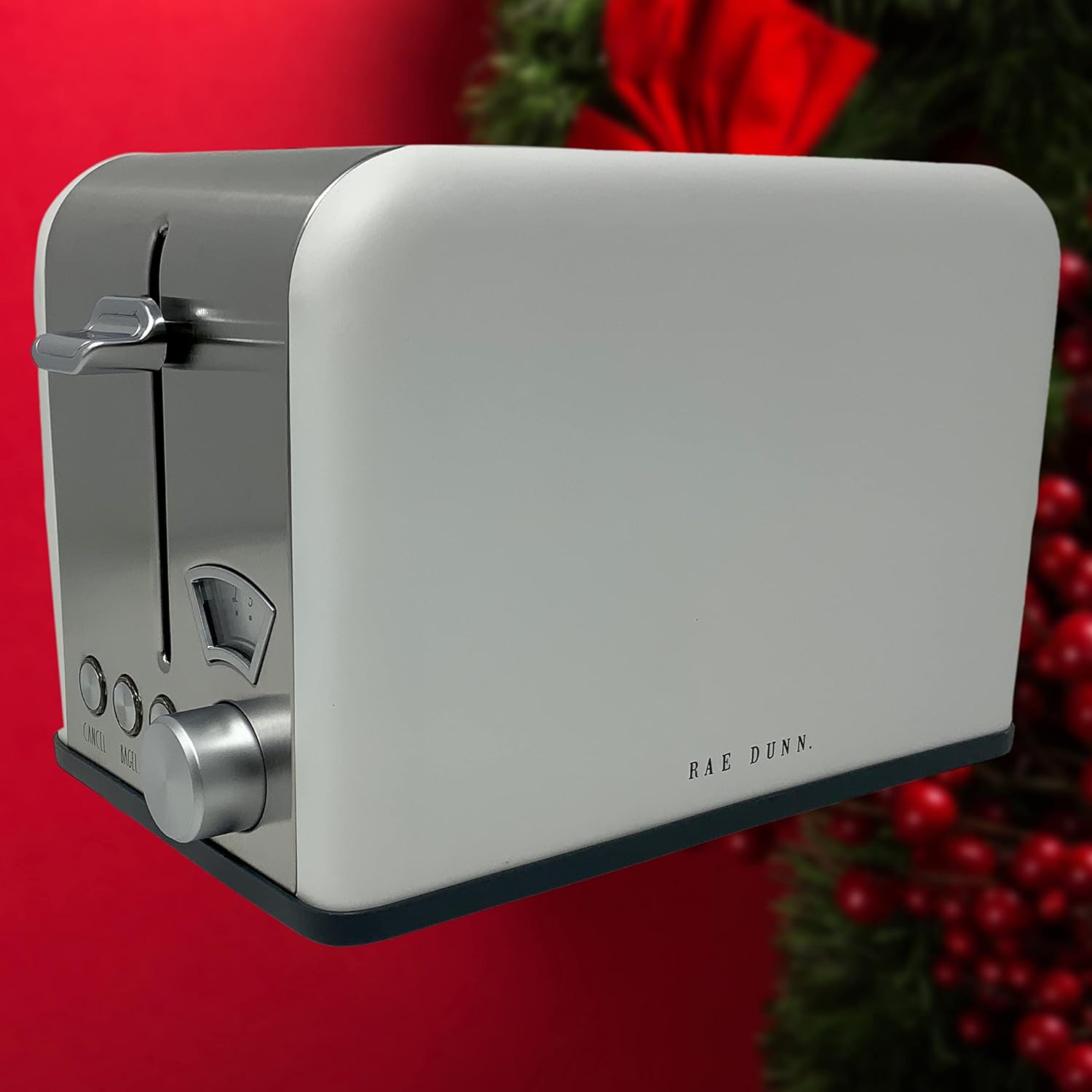 Rae Dunn Two (2) Slice Toaster - Wide Slot - Beautiful White Color Warmth Spelled in Large Red LL Font - Perfect Way Complete Your Rae Dunn Inspired kitchen (red)