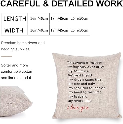 Miniatura 2 de Funda de cojín con diseño de corazón de amor, My Always & Forever My Happily Ever After My Soulmate, funda de almohada decorativa de algodón y lino