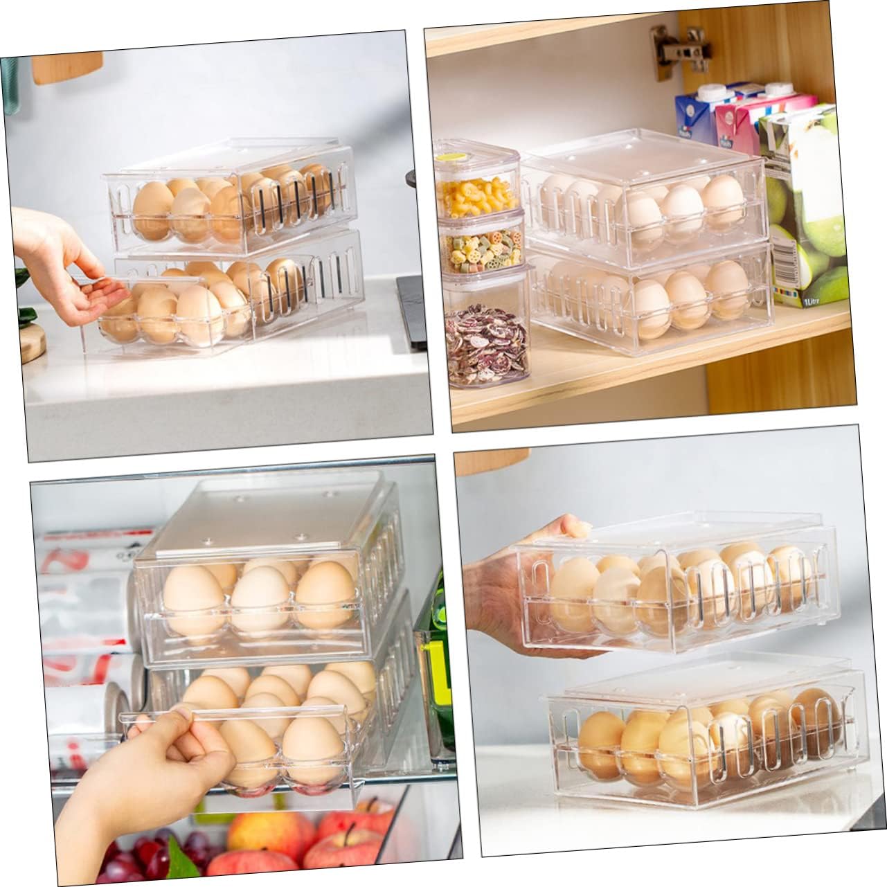 1pc Refrigerator Storage Bin Compartment Design Stackable Organizer for Freshness and Space-saving Fridge and Cabinet