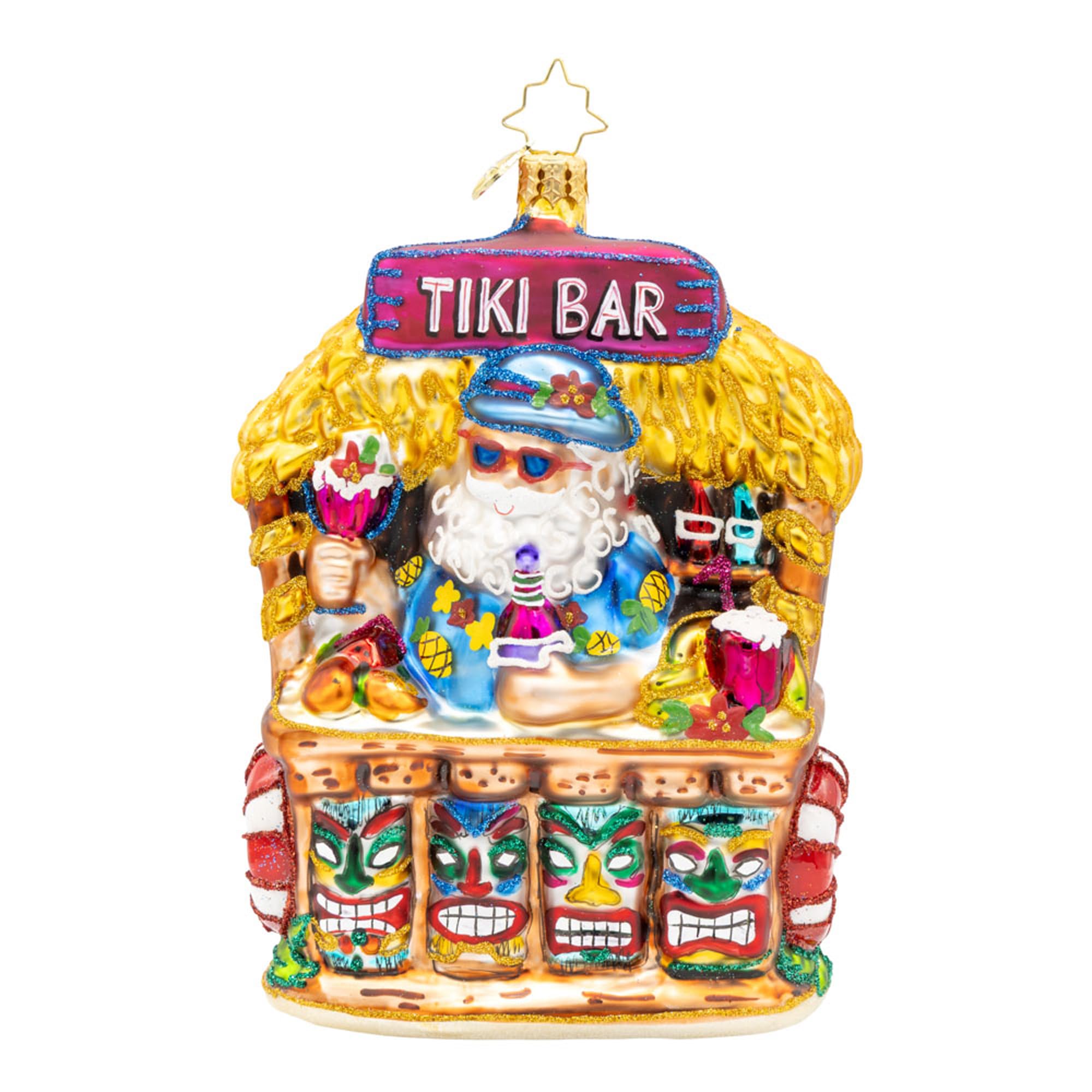 Christopher Radko Père Noël en verre Tiki pour remplacer les décorations banales et ternes