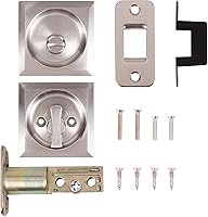 Vista 5 de Stone Harbor Hardware Cerradura de puerta de bolsillo cuadrada contemporánea, función de privacidad, fondo de 2-3/8", níquel satinado