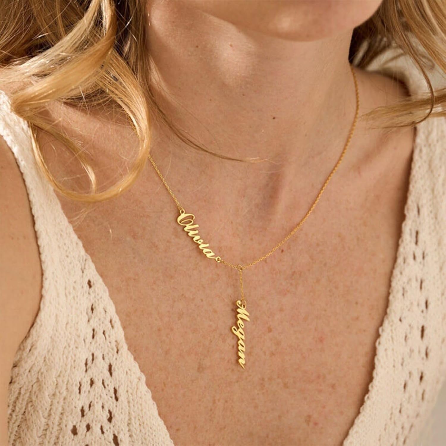 Drawelry Custom Name Necklace Personalized 18K Gold Plated Nameplate Pendant Customized Infinity Name Necklace Christmas Birthday Jewelry Gift for Women Girl Mother Friends