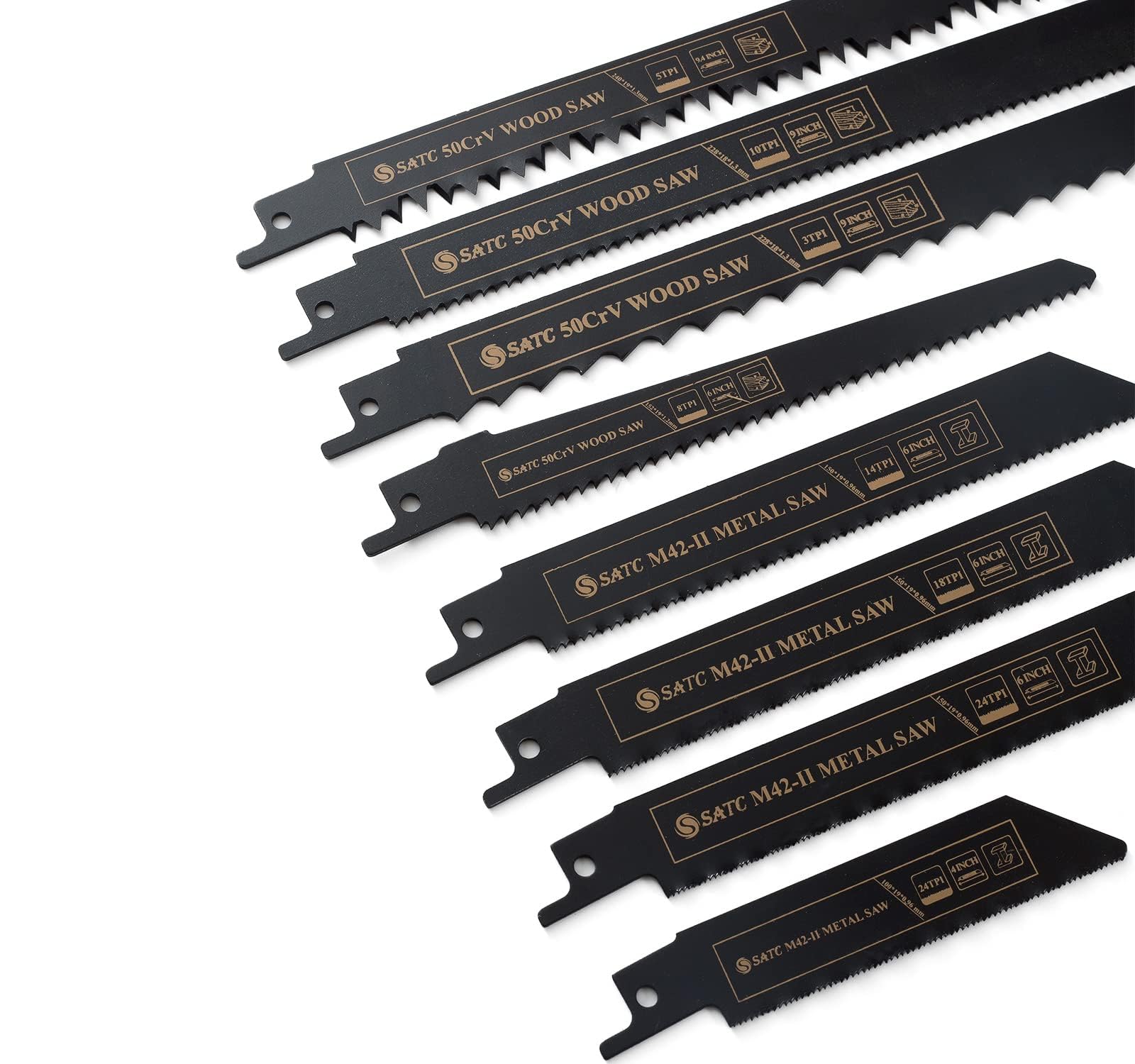 S SATC Reciprocating Saw Blades Set - 32 Pieces, for Metal & Wood, Pruner Blades, Plus Jigsaw Blades, Black - Image 3